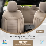 Σετ Καλύμματα Αυτοκινήτου Otom Comfortline Design Universal Ύφασμα Sued και Δερματίνη Εμπρός και Πίσω 11 Τεμαχίων Μπέζ