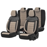 Σετ Καλύμματα Αυτοκινήτου Otom Comfortline Design Universal Ύφασμα Sued και Δερματίνη Εμπρός και Πίσω 11 Τεμαχίων Μαύρο / Μπέζ