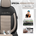 Σετ Καλύμματα Αυτοκινήτου Otom Comfortline Design Universal Ύφασμα Sued και Δερματίνη Εμπρός και Πίσω 11 Τεμαχίων Μαύρο / Μπέζ