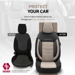 Σετ Καλύμματα Αυτοκινήτου Otom Comfortline Design Universal Ύφασμα Sued και Δερματίνη Εμπρός και Πίσω 11 Τεμαχίων Μαύρο / Μπέζ