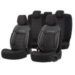 Σετ Καλύμματα Αυτοκινήτου Otom Comfortline Design Universal Ύφασμα Sued και Δερματίνη Εμπρός και Πίσω 11 Τεμαχίων Μαύρο με Λευκή Ρίγα