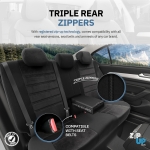 Σετ Καλύμματα Αυτοκινήτου Otom Comfortline Design Universal Ύφασμα Sued και Δερματίνη Εμπρός και Πίσω 11 Τεμαχίων Μαύρο με Λευκή Ρίγα