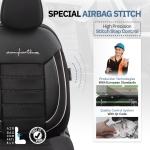 Σετ Καλύμματα Αυτοκινήτου Otom Comfortline Design Universal Ύφασμα Sued και Δερματίνη Εμπρός και Πίσω 11 Τεμαχίων Μαύρο με Λευκή Ρίγα