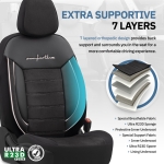 Σετ Καλύμματα Αυτοκινήτου Otom Comfortline Design Universal Ύφασμα Sued και Δερματίνη Εμπρός και Πίσω 11 Τεμαχίων Μαύρο με Λευκή Ρίγα