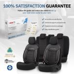 Σετ Καλύμματα Αυτοκινήτου Otom Comfortline Design Universal Ύφασμα Sued και Δερματίνη Εμπρός και Πίσω 11 Τεμαχίων Μαύρο με Λευκή Ρίγα