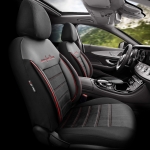 Σετ Καλύμματα Αυτοκινήτου Otom Comfortline Design Universal Ύφασμα Sued και Δερματίνη Εμπρός και Πίσω 11 Τεμαχίων Μαύρο με Κόκκινη Ρίγα
