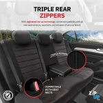 Σετ Καλύμματα Αυτοκινήτου Otom Comfortline Design Universal Ύφασμα Sued και Δερματίνη Εμπρός και Πίσω 11 Τεμαχίων Μαύρο με Κόκκινη Ρίγα