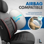 Σετ Καλύμματα Αυτοκινήτου Otom Comfortline Design Universal Ύφασμα Sued και Δερματίνη Εμπρός και Πίσω 11 Τεμαχίων Μαύρο με Κόκκινη Ρίγα