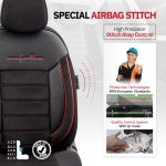 Σετ Καλύμματα Αυτοκινήτου Otom Comfortline Design Universal Ύφασμα Sued και Δερματίνη Εμπρός και Πίσω 11 Τεμαχίων Μαύρο με Κόκκινη Ρίγα