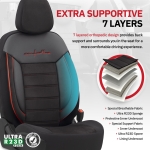 Σετ Καλύμματα Αυτοκινήτου Otom Comfortline Design Universal Ύφασμα Sued και Δερματίνη Εμπρός και Πίσω 11 Τεμαχίων Μαύρο με Κόκκινη Ρίγα