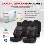 Σετ Καλύμματα Αυτοκινήτου Otom Comfortline Design Universal Ύφασμα Sued και Δερματίνη Εμπρός και Πίσω 11 Τεμαχίων Μαύρο με Κόκκινη Ρίγα