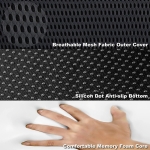 Μαξιλαράκι Ανατομικό Καθίσματος και Καρέκλας Memory Foam 47cm x 42cm x 8cm Μαύρο με Ζώνη