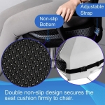 Μαξιλαράκι Ανατομικό Καθίσματος και Καρέκλας Memory Foam 47cm x 42cm x 8cm Μαύρο με Ζώνη