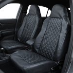 Δερμάτινη Ταπετσαρία Για Μπροστινά Καθίσματα με Συγκολλημένο Προσκέφαλο 2 Τεμάχια Μαύρη