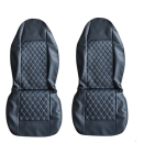 Δερμάτινη Ταπετσαρία Για Μπροστινά Καθίσματα με Συγκολλημένο Προσκέφαλο 2 Τεμάχια Μαύρη