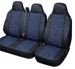 Δερμάτινη Ταπετσαρία Για Καθίσματα με Συγκολλημένο Προσκέφαλο 2 + 1 Τεμάχια Μαύρο - Μπλέ