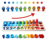 Ξύλινο Παιχνίδι Montessori για Παιδιά Παζλ Αριθμών / Ταξινομητής Σχημάτων