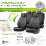 Σετ Καλύμματα Αυτοκινήτου Otom Core Design Binek Universal Ύφασμα και Δερματίνη  Εμπρός και Πίσω 11 Τεμαχίων Γκρί - Μαύρο
