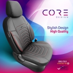 Σετ Καλύμματα Αυτοκινήτου Otom Core Design Binek Universal Βαμβακερό Ύφασμα και Δερματίνη Εμπρός και Πίσω 11 Τεμαχίων Γκρί με Κόκκινη Ρίγα