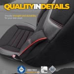 Σετ Καλύμματα Αυτοκινήτου Otom Individual Design Universal Βαμβακερό Ύφασμα και Δερματίνη Εμπρός και Πίσω 11 Τεμαχίων Μαύρο / Γκρί με Κόκκινη Ρίγα