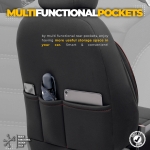 Σετ Καλύμματα Αυτοκινήτου Otom Individual Design Universal Βαμβακερό Ύφασμα και Δερματίνη Εμπρός και Πίσω 11 Τεμαχίων Μαύρο / Γκρί με Κόκκινη Ρίγα