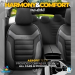 Σετ Καλύμματα Αυτοκινήτου Otom Individual Design Binek Universal Βαμβακερό Ύφασμα και Δερματίνη Εμπρός και Πίσω 11 Τεμαχίων Μαύρο / Γκρί