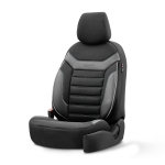 Σετ Καλύμματα Αυτοκινήτου Otom Individual Design Binek Universal Βαμβακερό Ύφασμα και Δερματίνη Εμπρός και Πίσω 11 Τεμαχίων Μαύρο / Γκρί
