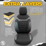 Σετ Καλύμματα Αυτοκινήτου Otom Individual Design Binek Universal Βαμβακερό Ύφασμα και Δερματίνη Εμπρός και Πίσω 11 Τεμαχίων Μαύρο / Γκρί
