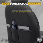 Σετ Καλύμματα Αυτοκινήτου Otom Individual Design Binek Universal Βαμβακερό Ύφασμα και Δερματίνη Εμπρός και Πίσω 11 Τεμαχίων Μαύρο / Γκρί με Μπλέ Ρίγα