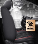 Σετ Καλύμματα Αυτοκινήτου Universal Ύφασμα και ECO Δέρμα Εμπρός και Πίσω Μαύρο με Κόκκινη Ρίγα