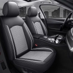 Σετ Καλύμματα Αυτοκινήτου Universal Ύφασμα και ECO Δέρμα Εμπρός και Πίσω Μαύρο με Λευκή Ρίγα