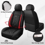 Σετ Καλύμματα Αυτοκινήτου Universal ECO Δέρμα Εμπρός και Πίσω Μαύρο / Κόκκινο Design