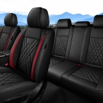 Σετ Καλύμματα Αυτοκινήτου Universal ECO Δέρμα Εμπρός και Πίσω Μαύρο / Κόκκινο Design