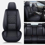 Σετ Καλύμματα Αυτοκινήτου Universal ECO Δέρμα Εμπρός και Πίσω Μαύρο με Μαξιλαράκι Design