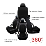 Σετ Καλύμματα Αυτοκινήτου Universal Ύφασμα και ECO Δέρμα Εμπρός και Πίσω Μαύρο / Λευκό