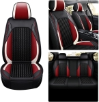 Σετ Καλύμματα Αυτοκινήτου Universal Ύφασμα και ECO Δέρμα Εμπρός και Πίσω Μαύρο / Λευκό / Κόκκινο