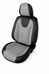 Σετ Καλύμματα Αυτοκινήτου Universal ECO Δέρμα Εμπρός και Πίσω με Κέντημα Μαύρο / Γκρί