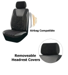 Σετ Καλύμματα Αυτοκινήτου LUX Ύφασμα και ECO Δέρμα Εμπρός και Πίσω Μαύρο / Γκρί