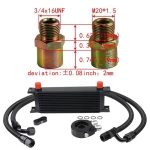 Ψυγείο Λαδιού Αυτοκινήτου 16 Σειρών AN10 37° - Μαύρο με Εύκαμπτους Σωλήνες / Προσαρμογέα Σάντουιτς και Εξαρτήματα