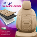 Σετ Καλύμματα Αυτοκινήτου Otom Core Design Binek Universal  Δερματίνη Εμπρός και Πίσω 11 Τεμαχίων Μπέζ