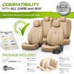 Σετ Καλύμματα Αυτοκινήτου Otom Core Design Binek Universal  Δερματίνη Εμπρός και Πίσω 11 Τεμαχίων Μπέζ