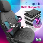 Σετ Καλύμματα Αυτοκινήτου Otom Core Design Binek Universal Δερματίνη Εμπρός και Πίσω 11 Τεμαχίων Γκρί