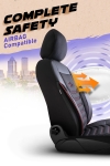 Σετ Καλύμματα Αυτοκινήτου Universal Panda FLORIDA Ύφασμα και ECO Δέρμα Εμπρός και Πίσω Μαύρο με Κόκκινη Ρίγα