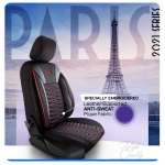 Σετ Καλύμματα Αυτοκινήτου Universal Panda PARIS Ύφασμα Εμπρός και Πίσω Μαύρο / Γκρί με Κόκκινη Ρίγα
