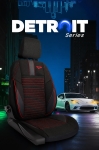 Σετ Καλύμματα Αυτοκινήτου Universal Panda DETROIT Ύφασμα Εμπρός και Πίσω Μαύρο με Κόκκινη Ρίγα