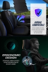 Σετ Καλύμματα Αυτοκινήτου Universal Panda DETROIT Ύφασμα Εμπρός και Πίσω Μαύρο με Μπλέ Ρίγα