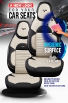 Σετ Καλύμματα Αυτοκινήτου Universal Panda ENZO Ύφασμα Εμπρός και Πίσω με Συγκολλημένο Προσκέφαλο Μαύρο / Ιβουάρ