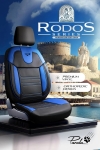 Σετ Καλύμματα Αυτοκινήτου Universal Panda RODOS ECO Δέρμα Εμπρός και Πίσω Μαύρο / Μπλέ