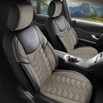 Σετ Καλύμματα Αυτοκινήτου Universal Panda BERLIN Ύφασμα και ECO Δέρμα Εμπρός και Πίσω Μαύρο / Μπέζ