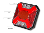 LED Neon Φανός Οπίσθιος 12V Φρένων - Φλας - Όπισθεν - Πορείας 140mm X 140mm X 53.5mm